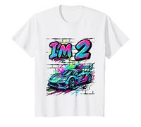 Io sono 2 anni Graffiti Race Car 2 ° compleanno bambino Maglietta