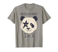 Io Sono 3 Panda Orso 3° Compleanno Tre Anni Rock it Baby Maglietta