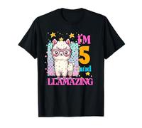Io sono 5 e Llamazing Compleanno per gli amanti dei lama 5 ° anni Maglietta