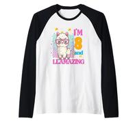 Io sono 8 e Llamazing Compleanno per gli amanti dei lama 8 anni Maglia con Maniche Raglan