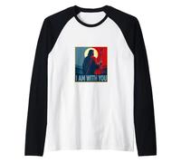 Io Sono con Te Gesù Pastore Cristiano Fede Maglia con Maniche Raglan