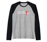 Io Sono Corto ma Lui Era Alto Cristiano Gesù Bibbia Fede Maglia con Maniche Raglan