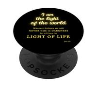 Io sono la Luce -Giovanni 8 Gesù Bibbia Scrittura Versetto Cristiano PopSockets PopGrip Adesivo