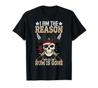 Io Sono la Ragione per Cui Tutto Il Rum è Andato Pirata Capitano del Mare Maglietta con Stampa Grafica Economica, Uomo, Nero, L