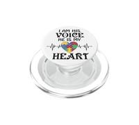 Io sono la sua voce, lui è il mio cuore battito cardiaco consapevolezza autismo Figlio PopSockets PopGrip per MagSafe