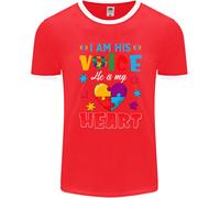 Io Sono La Sua Voce Lui Il Mio Cuore Autismo Autistico Uomo Ringer T-Shirt FotL