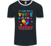 Io Sono La Sua Voce Lui Il Mio Cuore Autismo Autistico Uomo Ringer T-Shirt FotL