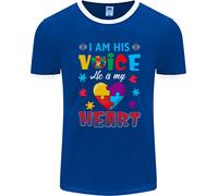 Io Sono La Sua Voce Lui Il Mio Cuore Autismo Autistico Uomo Ringer T-Shirt FotL