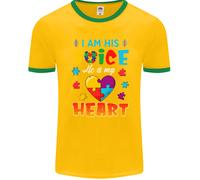 Io Sono La Sua Voce Lui Il Mio Cuore Autismo Autistico Uomo Ringer T-Shirt FotL