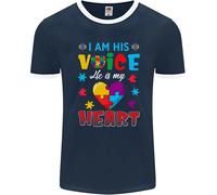 Io Sono La Sua Voce Lui Il Mio Cuore Autismo Autistico Uomo Ringer T-Shirt FotL