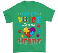 Io Sono La Sua Voce Lui Il Mio Cuore Autismo Autistico Uomo T-Shirt 100% Cotone