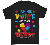 Io Sono La Sua Voce Lui Il Mio Cuore Autismo Autistico Uomo T-Shirt 100% Cotone