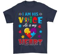 Io Sono La Sua Voce Lui Il Mio Cuore Autismo Autistico Uomo T-Shirt 100% Cotone