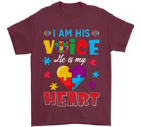 Io Sono La Sua Voce Lui Il Mio Cuore Autismo Autistico Uomo T-Shirt 100% Cotone