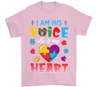 Io Sono La Sua Voce Lui Il Mio Cuore Autismo Autistico Uomo T-Shirt 100% Cotone