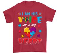Io Sono La Sua Voce Lui Il Mio Cuore Autismo Autistico Uomo T-Shirt 100% Cotone