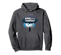 Io Sono la Tempesta: Nato dalla Tempesta Inspirational Art Felpa con Cappuccio, Unisex per Adulti, Grigio Scuro, L