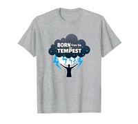 Io Sono la Tempesta: Nato dalla Tempesta Inspirational Art Maglietta, Uomo, Grigio Melange, XL