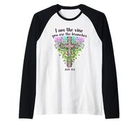 Io Sono la Vite, Voi Siete i Rami, Bibbia Cristiana, Donne Maglia con Maniche Raglan