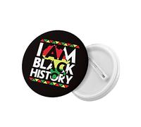 Io sono nero Spille del mese della storia Spilla rotonda Bottone Distintivo Adesivi Segno Spilla in metallo Distintivo Decorazione per Abbigliamento Zaini Cappelli