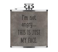 Io Sono Non Angry Questo È Solo My Viso 170ml Simil Pelle Hip Flask Grigio Rude