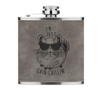 Io Sono Solo Chinchillin' Cincillà 170ml Simil Pelle Hip Flask Grigio Divertente