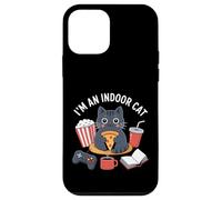 Io sono un gatto indoor Kawaii gatto mangiare pizza giocare giochi Custodia per iPhone 12 mini