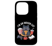Io sono un gatto indoor Kawaii gatto mangiare pizza giocare giochi Custodia per iPhone 14 Pro