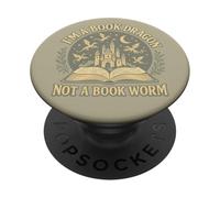 Io sono un libro Drago Non Un Libro Worm Fantasy Lettura Citazione PopSockets PopGrip Adesivo