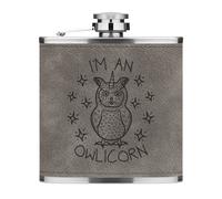 Io Sono Un Owlicorn 170ml pelle Sintetica Hip Flask Grigio Divertente Bird Gufo