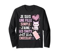 Io Sono Una Ragazza Semplice Amo Gatti E Cioccolato Maglia a Manica