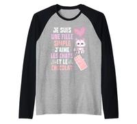 Io Sono Una Ragazza Semplice Amo Gatti E Cioccolato Maglia con Maniche Raglan