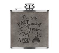 Io Sono Uno Fart Via From A Poo 170ml Simil Pelle Hip Flask Grigio Divertente