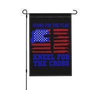 Io sostengo la nostra bandiera, mi inginocchio per la croce, bandiera da giardino verticale bifacciale da 12x18 pollici, decorazione da parete per cortile, striscione di benvenuto.