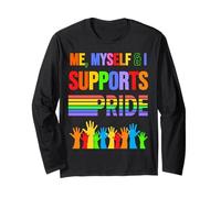 Io Stesso & I Supports Pride Rainbow Open Gay & Loved Hands Maglia a Manica