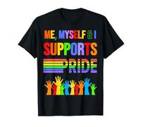 Io Stesso & I Supports Pride Rainbow Open Gay & Loved Hands Maglietta