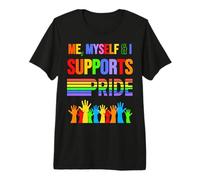Io Stesso & I Supports Pride Rainbow Open Gay & Loved Hands Maglietta Premium