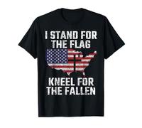 Io sto per la bandiera e mi inginocchio per i caduti patriottici USA Maglietta