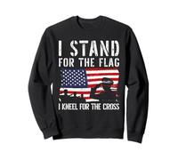 Io STO per la Bandiera Mi inginocchio per la Croce US Veterans Day Felpa