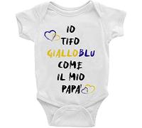 Io Tifo Gialloblu Come Il Mio Papà Body Bimbo Bimba Personalizzabile Body Neonato Personalizzato con Scritta Idea regalo nascita compleanno festa del papà squadra calcio sport italia tifoseria