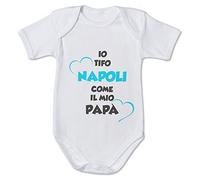 "Io Tifo Napoli come Il Mio Papà" Body Bimba Bimbo Personalizzato Idea Regalo 2023 Simpatica Figli Compleanno Nascita Neonato Tutina Tifosi Napoletani Napoli Campione D'Italia Scudetto Azzurri 1926