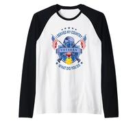 Io veterano Ho servito Il Mio Paese, Cosa Hai Fatto, Bandiera Americana Maglia con Maniche Raglan