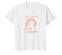 Io werde - Statuetta ICH werde Große Schwester 2022/2021 - Bambina Arcobaleno Maglietta, Bambini, Bianco, 8 Anni