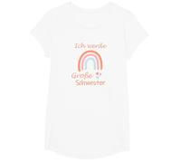 Io werde - Statuetta ICH werde Große Schwester 2022/2021 - Bambina Arcobaleno Maglietta, Ragazze, Bianco, M
