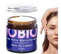 IOBIO Crema Notte Viso - Bava di Lumaca 92%, Acido Ialuronico, Collagene, Burro di Karité - Naturale, Crema Viso Anti-rughe, Made in Italy. 50ML