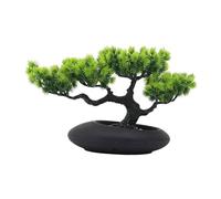 Ioensy Bonsai Artificiale Pianta Verde Finta da Scrivania Ornamento Simulato Bonsai Decorativo PP Stabile per Interni Adatta a Camera Bagno Fine, Verde 35x21cm