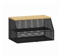 Ioensy Copertura Portaoggetti da Cucina Contenitore per Vivande E Piatti Coperchio con Struttura a Rete Ventilata Base in Ferro E Legno Stabile Multiuso, Black, 3 Layers