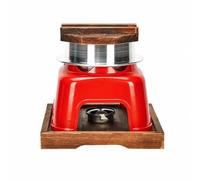 Ioensy Cuociriso Non Elettrico con Base in Legno Antiaderente Pentola da Tavolo con Coperchio in Legno Giapponese per Pranzi All'aperto, Rosso