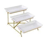 Ioensy Cupcake Display Stand Vassoio per Dolci Alzata Tre Piani Portafrutta Struttura Solida Reversibile Lavabile Facilmente Adatto per Cerimonie Ricevimenti, Oro