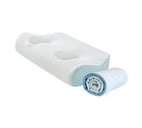 Ioensy Cuscino per Il Collo con Foro Laterale per Orecchio Supporto Ergonomico in Memory Foam Traspirante E Confortevole Adatto a Indossa Orecchini O Cuf, Azzurro
